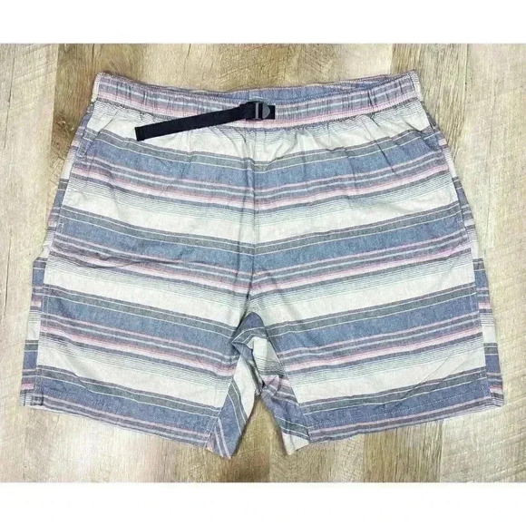 Eddie Bauer Shorts Mens 2XL Belted Baggies Cotton Chino Stripe Outdoor Hiking - Picture 2 of 8